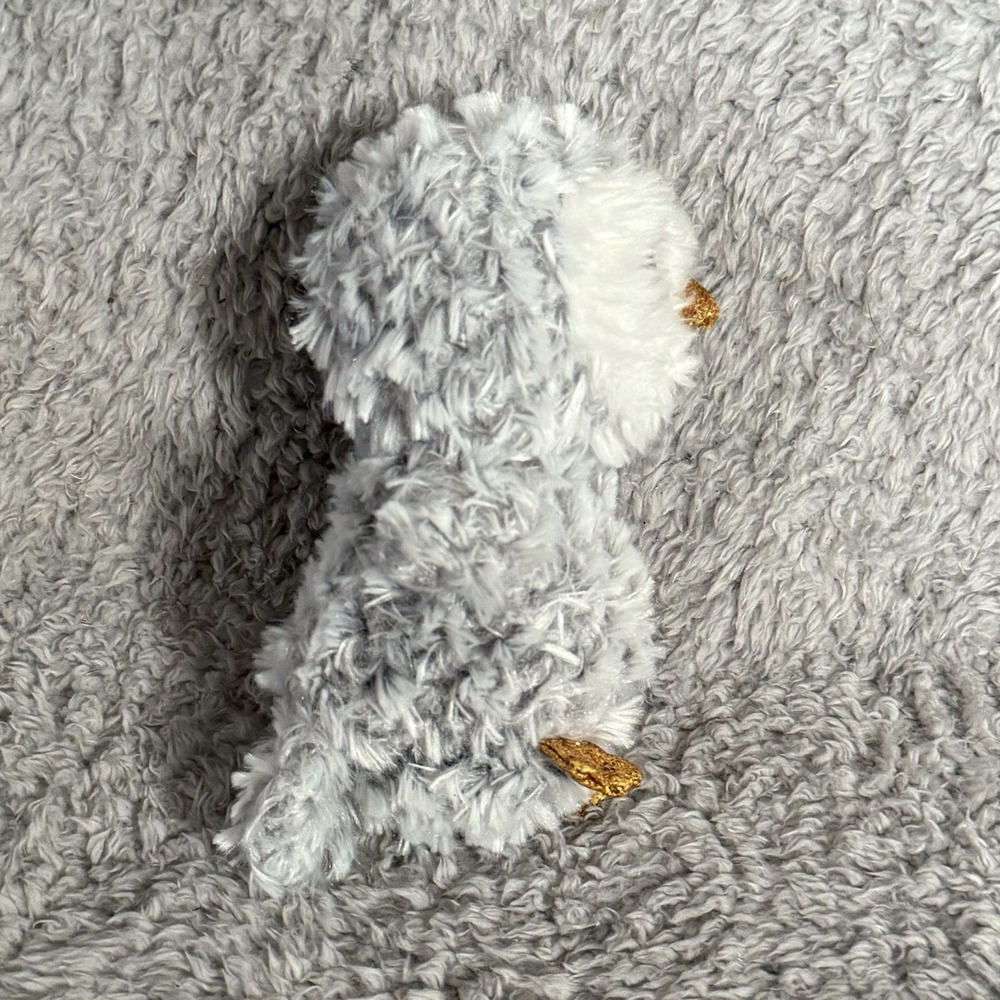 Ty Beanie Boos Owlette Owl Plush Gray Stuffed Animal Toy Gold Glitter Eyes - Picture 6 of 8